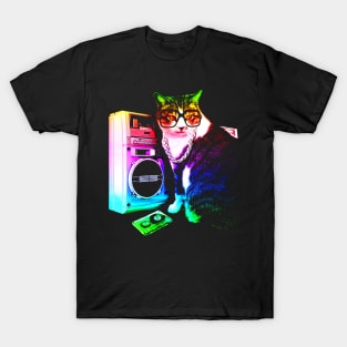 Rainbow Boombox Cat T-Shirt